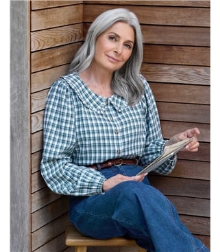 Check Petal Collar Shirt